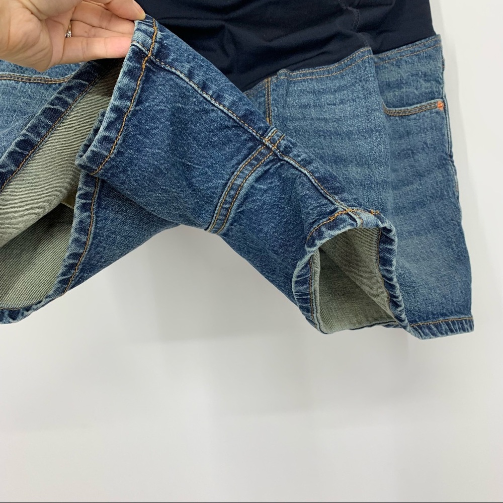 Isabel Maternity Cross Over Panel Jean Midi Shorts Med Blue New Nwt Size 8 - Picture 5 of 16